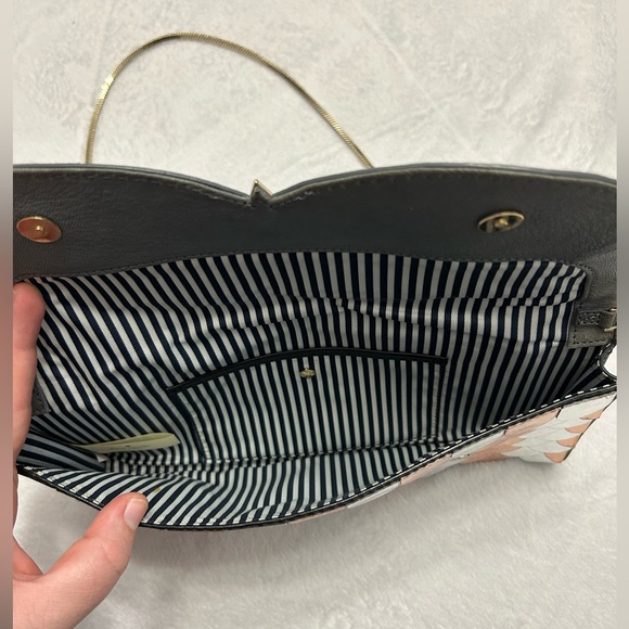 Kate Spade Wise Owl Leather & Metallic Clutch Convertible Shoulder Purse Bag - Picture 6 of 10